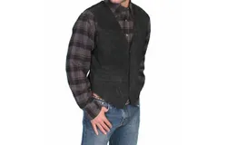 Scully Boar Suede Snap Front Vest In Black