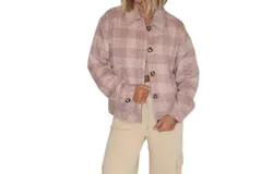Style Rack Josie Flannel Shacket In Pink
