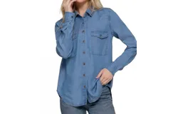Active Basic Tencel Button Up Shirt In Denim
