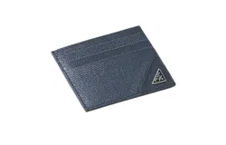 Prada Vitello Micro Grain Navy Triangle Logo Cardholder Wallet