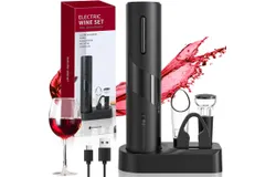 Sacacorchos Eléctrico de Vinos 6 en 1&comma; Juego de Abridor Eléctrico de Vino Recargable con Tapón de Vacío&comma; Vertedor y Base&comma; Sacacorchos Automático de Vino para Fiestas&comma; Restaurantes y Cocina