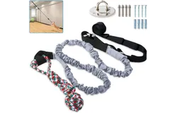Outdoor Bungee Tug Toy，Dog Toy Hanging from Wall&comma; Interactive Exercise Play Cord & Tether Chew Rope Toy for Large Breed Puppies & Small Dog Adult with Fixed Disk for Wall &lpar;Gray&rpar;