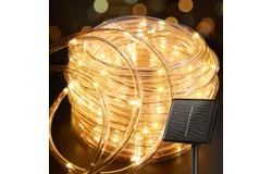 Solar Rope Lights&comma; 10M 100LED Outdoor Solar String Lights&comma; IP65 Waterproof Solar Powered Fairy Lights with 8 Lighting Modes for Party Garden Yard Home Holiday Tree Decoration&comma; Warm White