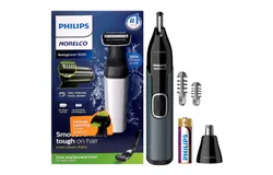 Philips Norelco Bodygroom Series 5000 Rechargeable Trimmer &num;BG5025&sol;40 &plus; Philips Norelco Nose Trimmer 3000 for Nose&comma; Ears Eyebrows &num;NT3600&sol;62 &lpar;Black&rpar;