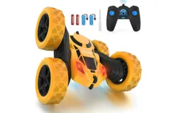 RC Car Double-sided 360° Rotation 4WD RC Car with Headlight 2&period;4GHz Electric Racing Stunt Toy Car Rechargeable Toy Car For Boy Girl Birthday &lpar;Yellow&rpar;