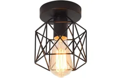 Luminaria colgante de una luz&comma;Lámpara de Techo&comma;The Nordic Modern Retro Industrial Jaula de pájaros de metal Lámpara colgante de techo con pantalla para cocina Comedor Pasillo&lpar;Sin bombilla&rpar;