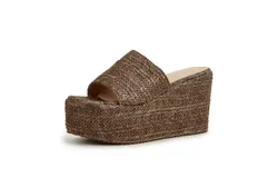 Women&apos;s summer sandals&comma; woven simple sandals with high heels