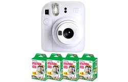 FUJIFILM INSTAX MINI 12 Instant Film Camera &lpar;Clay White&rpar; and 4x Mini Instax Film