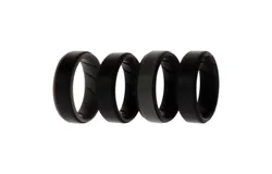 Silicone Wedding BR Step Ring Set - Black by ROQ for Men - 4 x 12 mm Ring