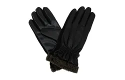 Isotoner Men&apos;s Signature Smarttouch Dress Faux Fur Cuff Gloves In Black