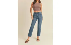 Just Black Denim La Brea Classic Straight Cropped Jeans In Medium Wash