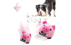Active Moving Pet Plush Toy&comma; 2024 Newest Active Moving Pet Plush Interactive Dog Toys&comma; Squeaky Moving Dog Ball Toy&comma;Remote control pink pig