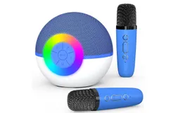 Mgaolo Mini Karaoke Machine for Kids Adults&comma;Portable Bluetooth Speaker with 2 Wireless Microphones&comma;blue