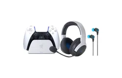 Razer Legendary Duo Bundle for PlayStation 5&colon; Kaira Wireless Headset and Quick Charging Stand for PS5 - &lpar;Controller Sold Separately&rpar; &plus; JLab Play Gaming Wireless Bluetooth Earbuds - Black&sol;Blue