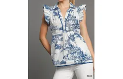 Umgee Lilabet Landscape Print Top In White