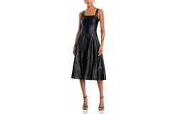 Avec Les Filles Women&apos;s Faux Leather Sleeveless Midi Dress In Black