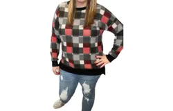 Honeyme Plaid Sweater In Red&sol;grey