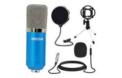 Recording Microphone Podcast Bundle Professional Condenser Cardioid Mic Kit w Desk Stand