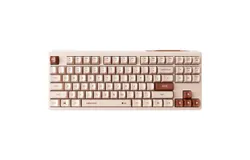 Gaming Keyboard with Red Switch&comma; LED White Backlit Keyboard&comma; 87 Keys Compact TKL Wired Computer Keyboard for Windows Laptop PC Gamer - Retro White&sol;Grey