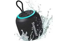 Tronsmart T7 Mini Compact Portable Bluetooth Speaker with Lights&comma; Stereo Sound&comma; Bluetooth 5&period;3&comma; 18H Playtime&comma; Stereo Pairing&comma; Voice Assistant&comma; IPX7 Waterproof Shower Speaker & Outdoor Speakers &lpar;Black&rpar;