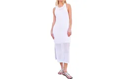 Sundry Racer Back Dress In Optic White