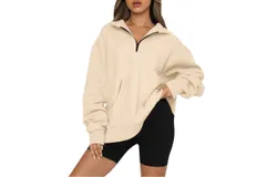 Damen Sweatshirt Women&apos;s Oversized Hoodies Long Sleeve Pullover Winter Casual Top Beige XL