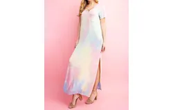 Fsl Apparel Tie Dye Long Dress In Rainbow
