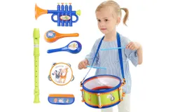 Toddler Musical Instrument Toys, Children's Drum Kits, Baby Trumpet, Percussion Instruments, Harmonica, Malaka, Flute, Tambourine, Birthday Gifts for Boys and Girls Children from 18 Months 2 3 4 5 Years Old