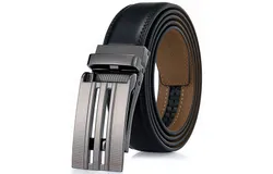 Mio Marino Men&apos;s Panel Striped Ratchet Belt-Black-Medium
