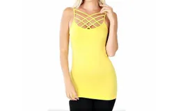 Zenana Strappy Criss Cross Cami In Yellow