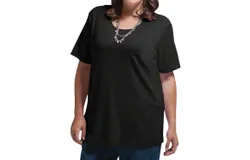 On The Plus Side Jersey U-Neck Short Sleeve Tee - Plus In Black