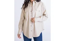 Karlie Pleather Shacket In Ivory