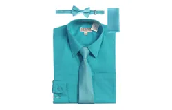 Gioberti Boy&apos;s Long Sleeve Dress Shirt &plus; Solid Tie&comma; Bow Tie&comma; and Hanky