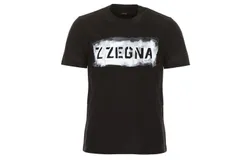 Z Zegna Men&apos;s Graffiti Logo Short Sleeve Cotton T-Shirt&comma; Black