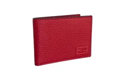 Fendi Red Grained Leather FF Logo Bifold Wallet
