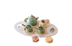 Wooden Afternoon Tea Set Toy Pretend Play Food Learning Role Play Game Early Educational Toys for Toddlers Girls Boys Kids Gifts