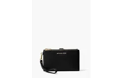 Michael Kors Adele Leather Double Zip Smartphone Wallet In Black