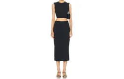 Enza Costa Textured Jacquard Skirt In Black