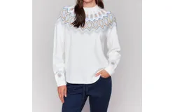 Charlie B Jacquard Knit Ski Sweater In Natural