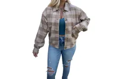 Style Rack Dean Flannel Shacket In Tan