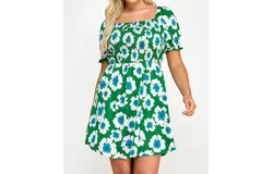 Haute Fox Smocked Babydoll Dress In Emerald