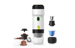 Portable Electric Espresso Machine&comma;Travel Coffee Maker for Camping&comma; Car Coffee Maker Self-Heating with USB-DC&comma;White
