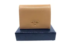 Prada Vitello Move Cipria Beige Leather Bifold Snap Wallet