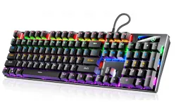 Wired Gaming Keyboard&comma; Metal Mechanical Feel&comma;104Keys with RGB Backlight&comma;Anti-Ghosting&comma;For MAC Windows PC&comma;Black