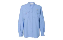 Columbia Women&apos;s PFG Bahama Long Sleeve Shirt 139656 White Cap Blue S
