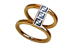 Fendi FF Oro Soft Logo Black and Gold Ring Medium