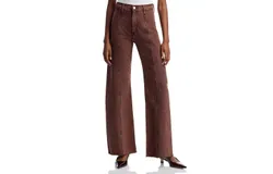 Pistola Penny Seamed Crop High Rise Wide Leg In Dark Roast