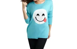 Angel All Smiles Emoji Top In Turquoise