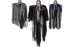 Halloween Decoration Ghost Big Ghost Sound Control Light Up 3 Pcs Ghost Bar Decoration Outdoor Hanging Party Supplies - Classic Big Dangly Ghost 3-Piece Set