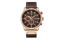 CURREN Men Leather Strap Military Watches Men&apos;s Chronograph Waterproof Sport Wrist